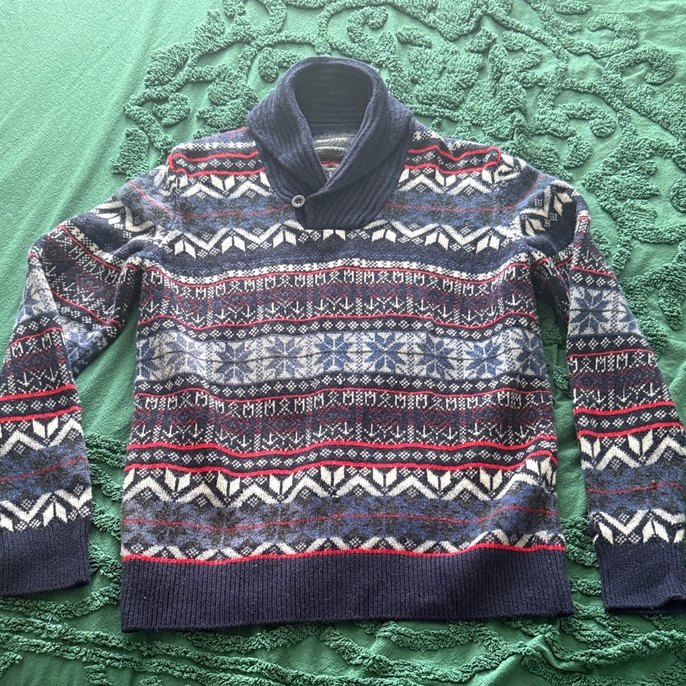 Mens vintage lambswool fair aisle sweater